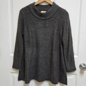 Umgee Sweater Women S Heather Gray Boucle Crew Long Sleeve Oversized Tunic Boho